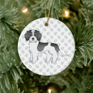 Décoration En Céramique Chien Mini Goldendoodle Parti-couleur Noir & Texte