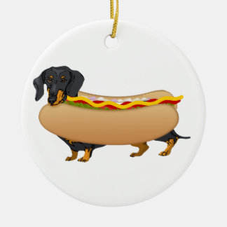Décoration En Céramique Chien noir de Weiner avec tout le Fixins