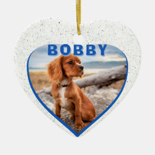 Décoration En Céramique Chien Nom photo Blue Heart Chien Propriétaire Keep
