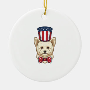 Décoration En Céramique Chien patriotique chapeau haut de forme vintage ve