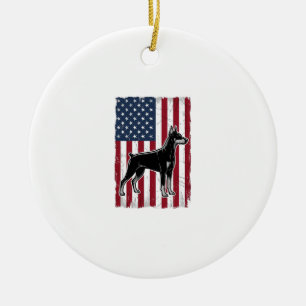 Décoration En Céramique Chien Patriotique Drapeau Vintage Vecteur Concepti
