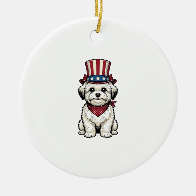 Décoration En Céramique Chien Patriotique Gravure Vintage Design Vectoriel (Devant)