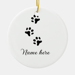 Décoration En Céramique Chien patte noir animal ajouter nom texte animal p