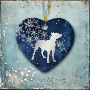 Décoration En Céramique Chien Pitbull flocon de neige argenté bleu de minu