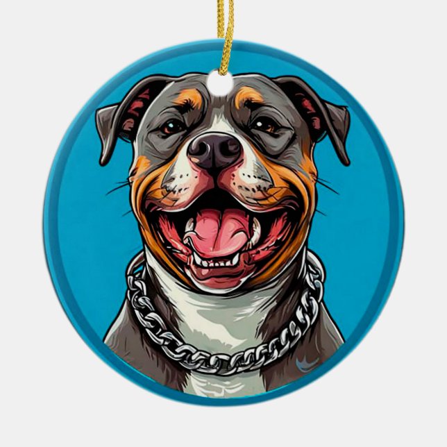 Décoration En Céramique Chien Pitbull mignon (Devant)