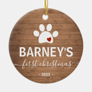 Décoration En Céramique Chien rustique premier Noël Chat vacances