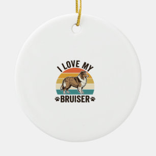 Décoration En Céramique Chien Sheltie Vintage J'adore Mon Bruiser Design R