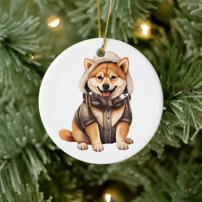 Décoration En Céramique Chien Shiba Inu personnalisé (Arbre)