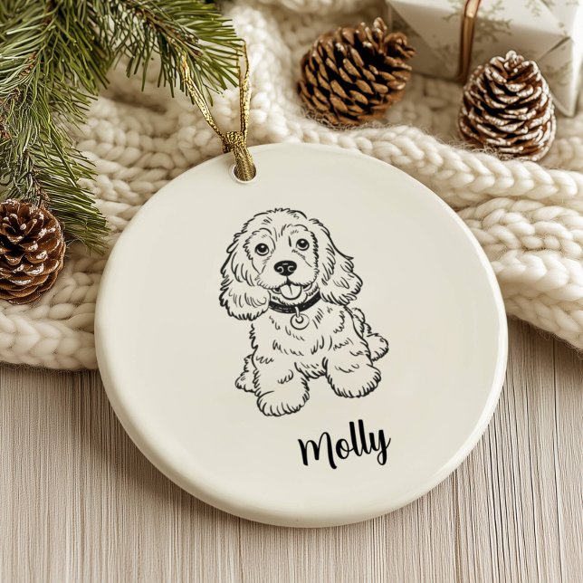 Décoration En Céramique Chien Spaniel Personnalisé Noël (Créateur téléchargé)