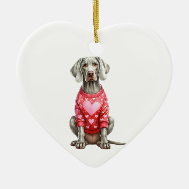 Décoration En Céramique Chien Weimaraner personnalisé Valentine (Devant)