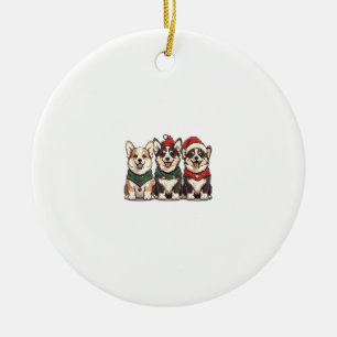 Décoration En Céramique Chiens de Corgi gallois de Noël mignons Père Noël 