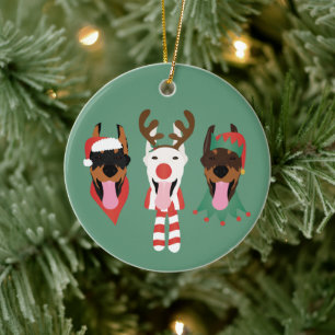 Décoration En Céramique Chiens de Noël Dobermann