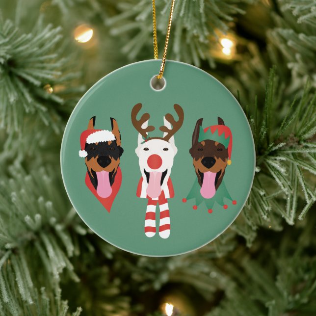 Décoration En Céramique Chiens de Noël Dobermann (Arbre)