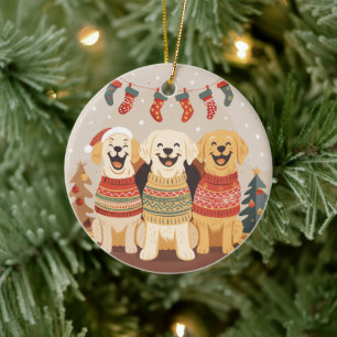 Décoration En Céramique Chiens Labrador Retriever de Noël