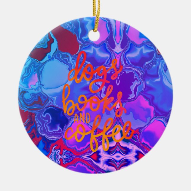 Décoration En Céramique Chiens livres et café abstrait (Devant)