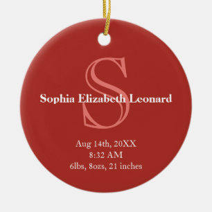 Décoration En Céramique Chiffre de bébé nouveau-né statistique monogramme 