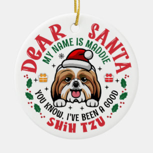 Décoration En Céramique Chih Tzu Chien Père Noël arbre de Noël personnalis