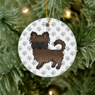 Décoration En Céramique Chihuahua à poil long bringé Chien de dessin animé