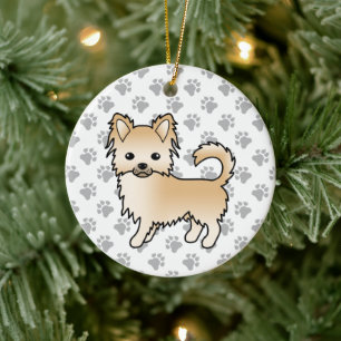 Décoration En Céramique Chihuahua à poil long fauve Chien de dessin animé 