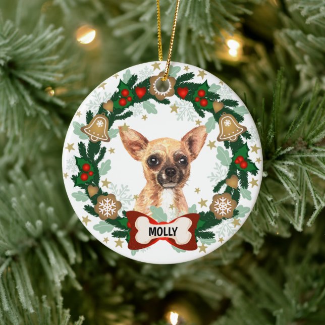 Décoration En Céramique Chihuahua Chien Noël mignon Chien Cookie Wreath (Arbre)