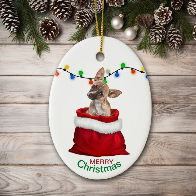 Décoration En Céramique Chihuahua chiot en sac cadeau Noël (Créateur téléchargé)