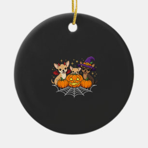 Décoration En Céramique Chihuahua Halloween Citrouille Sorcière Chien Desi