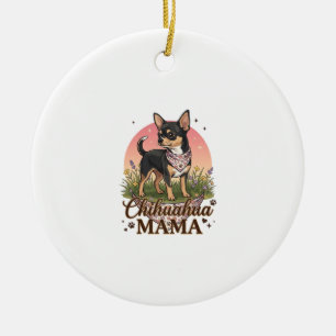 Décoration En Céramique Chihuahua Mama Chien Bandana Floral Rose_1
