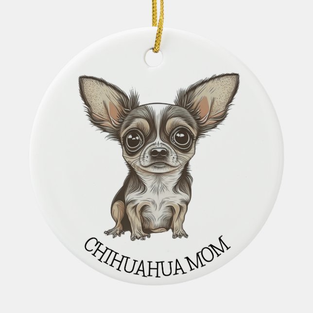 Décoration En Céramique Chihuahua Maman | Chien mignon (Devant)