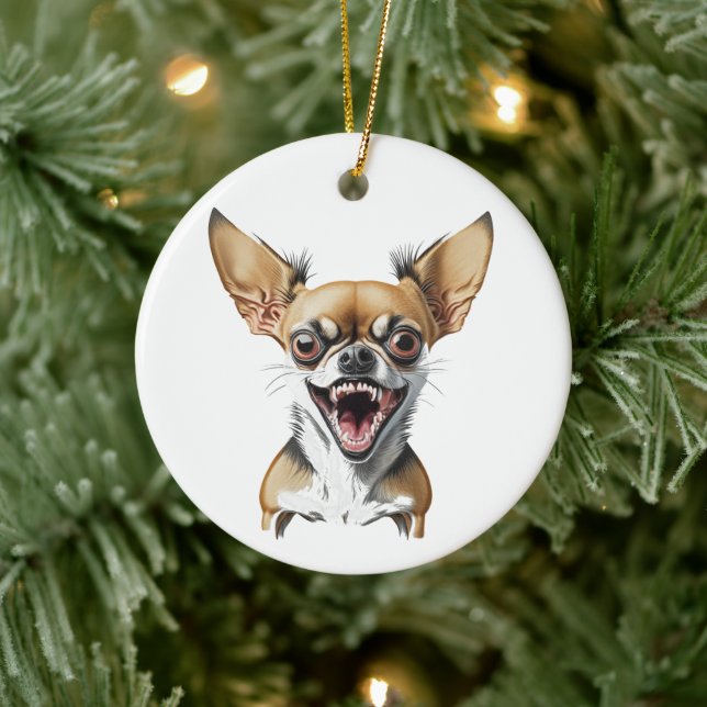 Décoration En Céramique Chihuahua moyen personnalisé | Chiens amusants (Arbre)