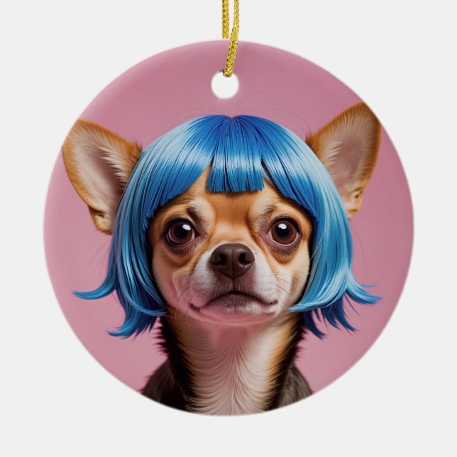 Décoration En Céramique Chihuahua wig (Devant)