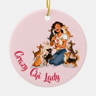 Décoration En Céramique Chimigos - Dame de Chihuahua folle - Chihuahua