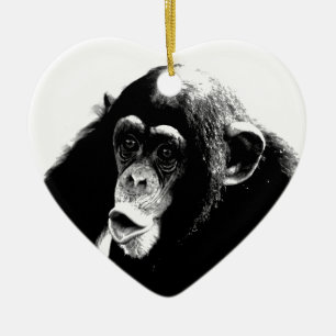 Décoration En Céramique Chimpanzé noir blanc
