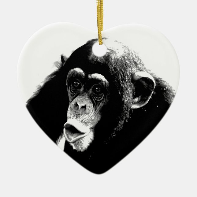 Décoration En Céramique Chimpanzé noir blanc (Devant)
