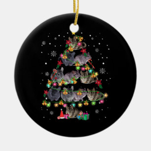Décoration En Céramique Chinchilla sapin de Noël drôles rongeurs amoureux