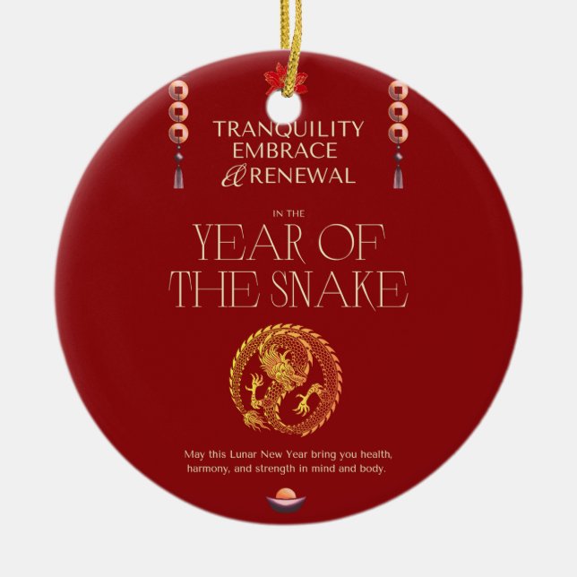 DÉCORATION EN CÉRAMIQUE CHINOISE NOUVELLE ANNÉE CARTE DE SOUHAIT (Devant)