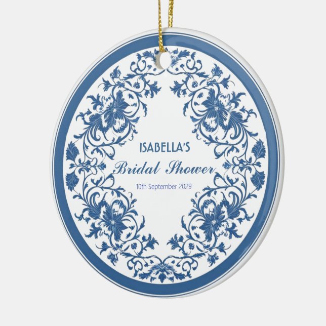 Décoration En Céramique Chinoiserie bleue élégante à motifs floraux chinoi (Gauche)