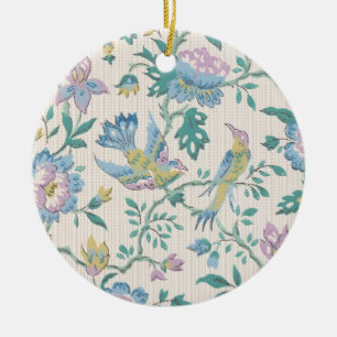 Décoration En Céramique Chinoiserie Vintage Oiseaux Floral Motif Pastel