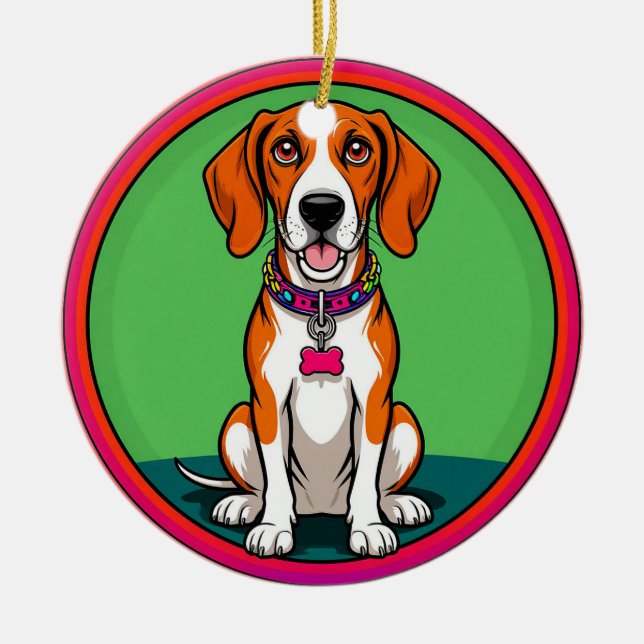 Décoration En Céramique Chiot animé mignon avec collier (Devant)