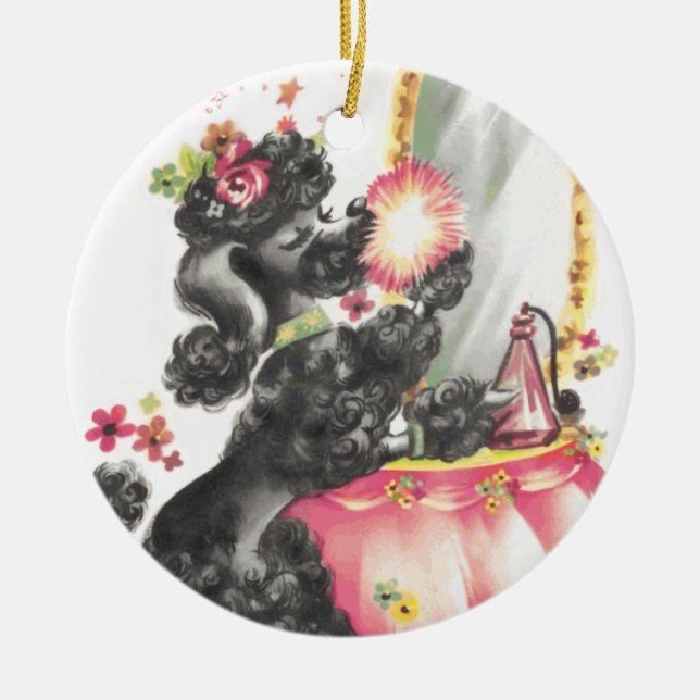 Décoration En Céramique chiot de caniche avec table de maquillage (Devant)