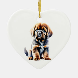 Décoration En Céramique Chiot Mastiff Tibétain personnalisé