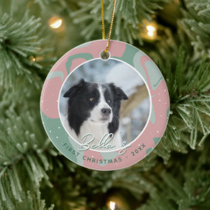 Décoration En Céramique Chiot première frontière de Noël Collie Chien phot