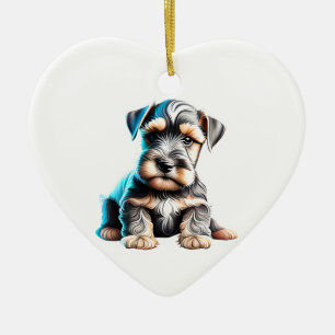 Décoration En Céramique Chiot Schnauzer miniature personnalisé