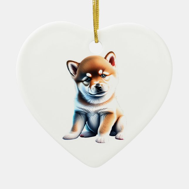Décoration En Céramique Chiot Shiba Inu personnalisé (Devant)