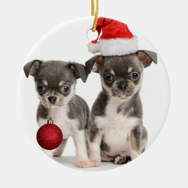 Décoration En Céramique Chiots de Joyeux Noël (Devant)