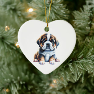 Décoration En Céramique Chiots Saint-Bernard Personnalisés