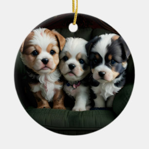 Décoration En Céramique Chiots super mignons sur le canapé 2