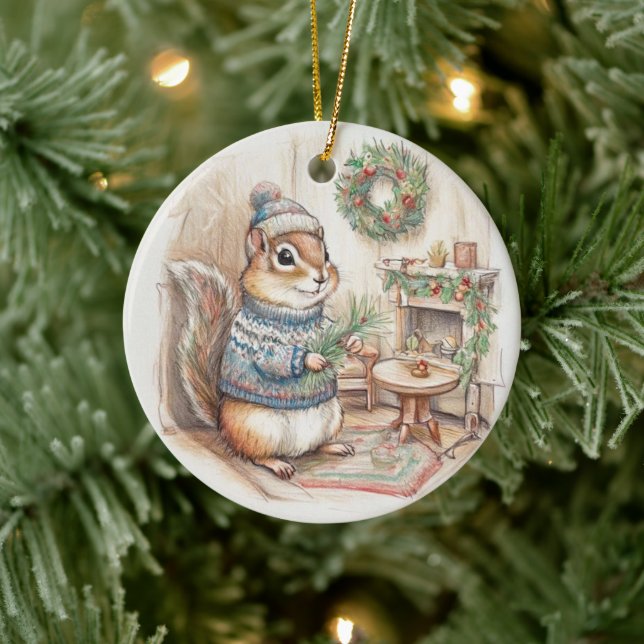 Décoration En Céramique Chipmunk Christmas Wildlife Ornament (Arbre)