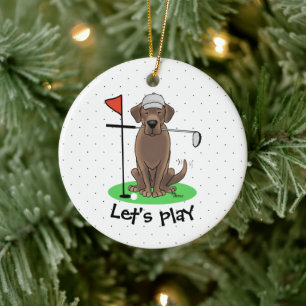 Décoration En Céramique Chocolat de golf Labrador Retriever Dog - Drôle