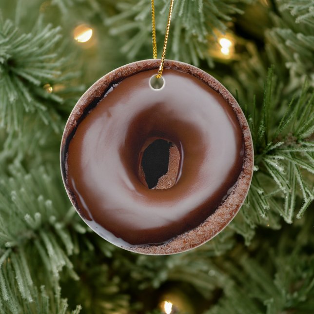 Décoration En Céramique Chocolat givré Donut personnalisé (Arbre)
