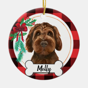 Décoration En Céramique Chocolat Labradoodle / Chocolat Goldendoodle